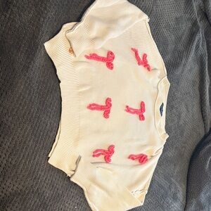 Simply Southern Cream Sweater with Pink Details